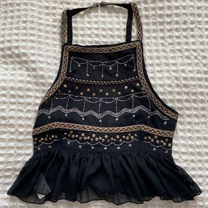 Free People backless cropped blouse